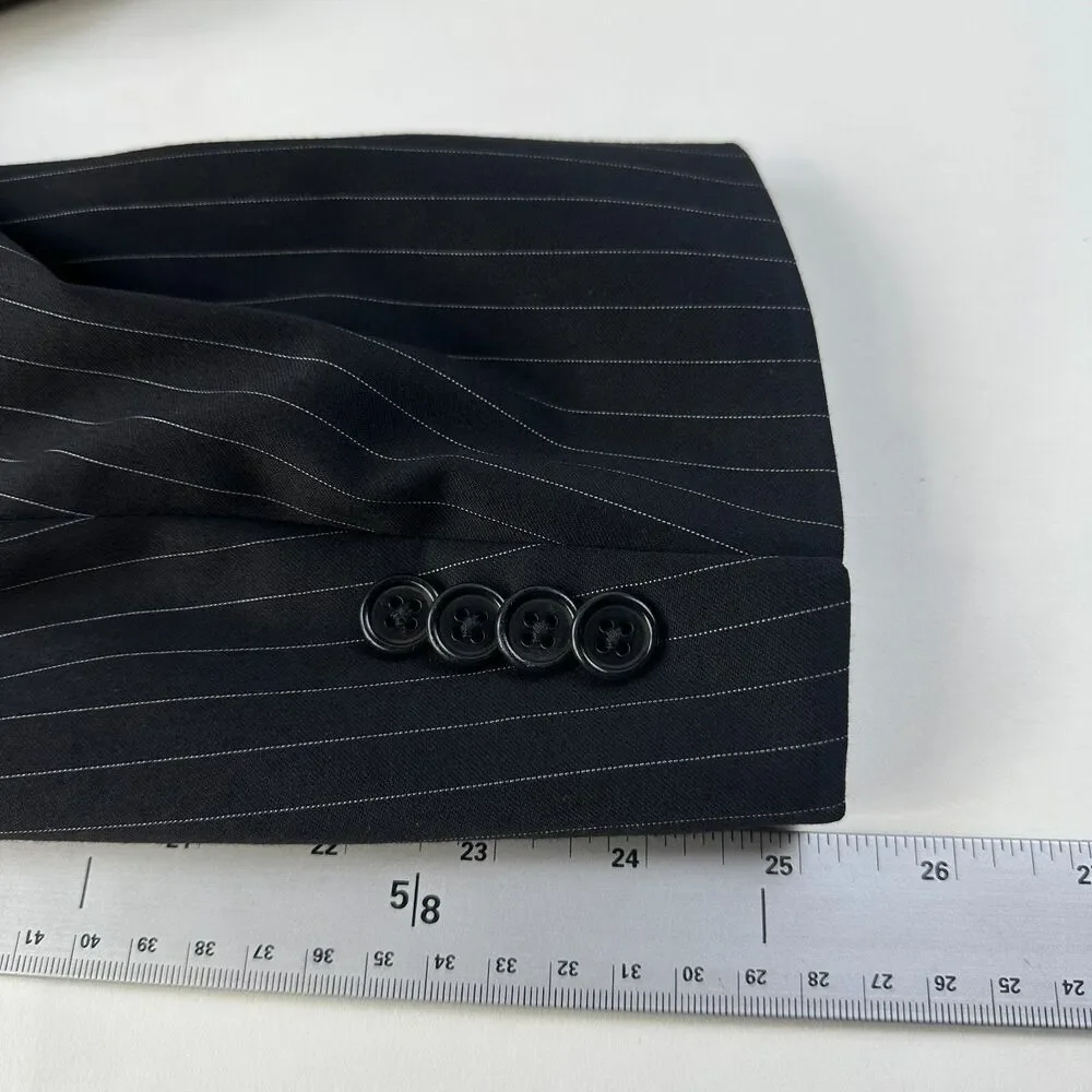 Daniel Cremieux Blazer Loro Piana Super 120s 42R Black Pinstripe Wool Men Jacket